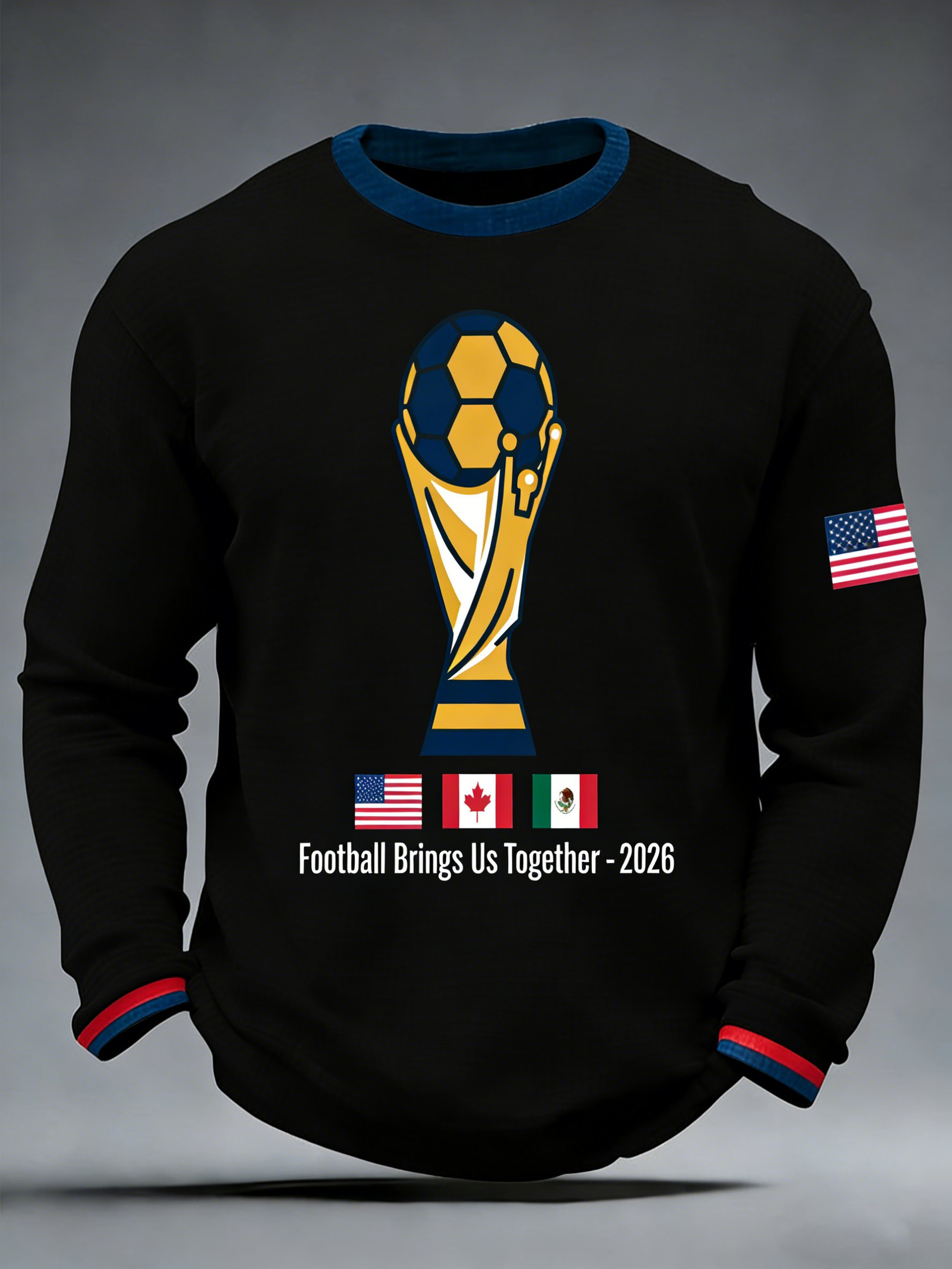 2026 World Soccer Fan Cup Long Sleeve T-Shirt Men's USA Soccer Supporter Gifts For Game Day