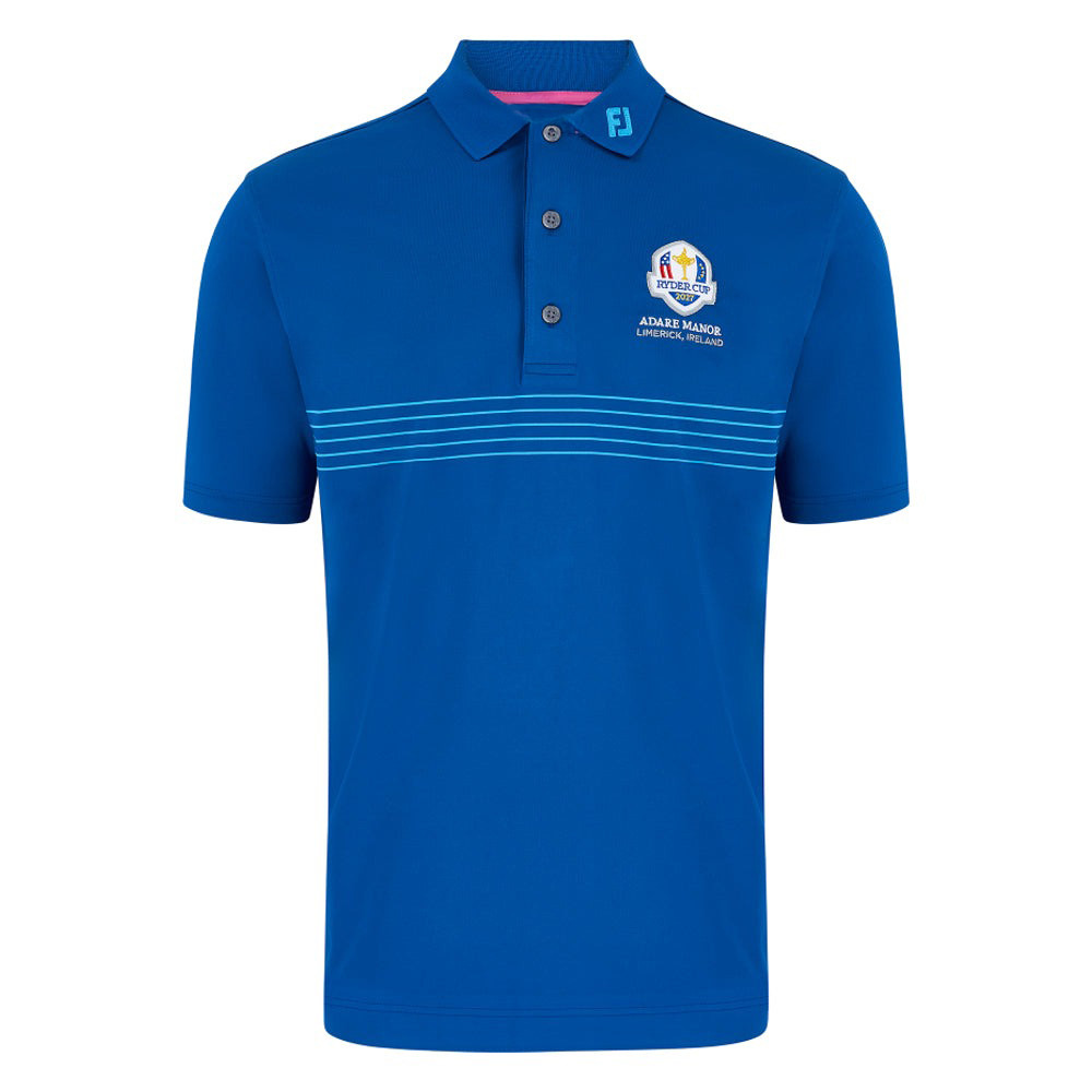 2027 Ryder Cup FootJoy Men's Blue Pinstripe Polo Shirt Unique Gifts For Golfers