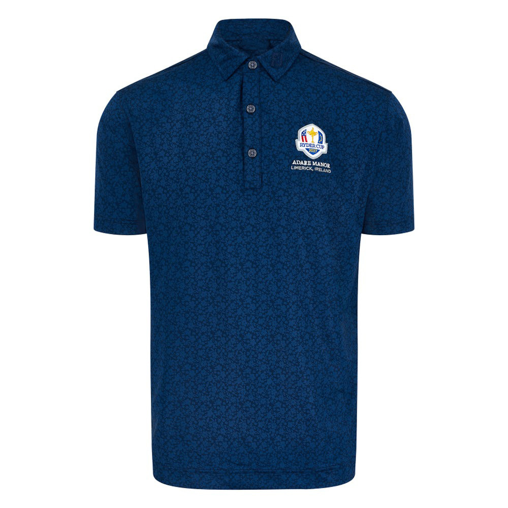 2027 Ryder Cup FootJoy Mens Navy Pattern Polo Shirt Golfer Gifts For Him