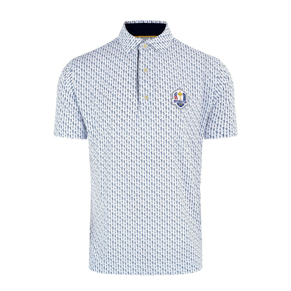 2027 Ryder Cup FootJoy Mens White Pattern Polo Shirt Gift Ideas For Golf Lovers