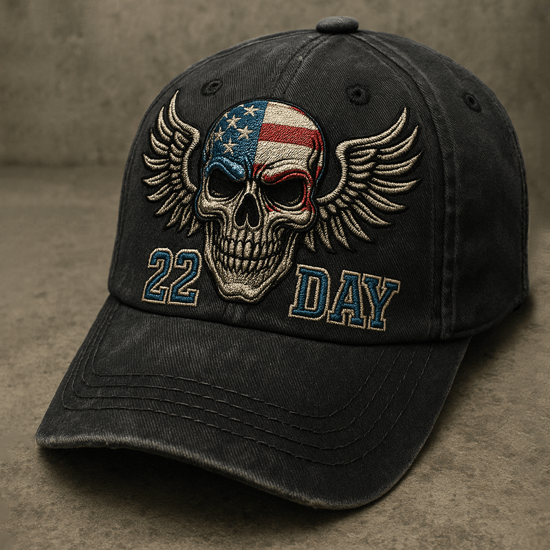 22 A Day Veteran Lives Matter Hat American Flag Skull Patriotic Cap Gifts For Military