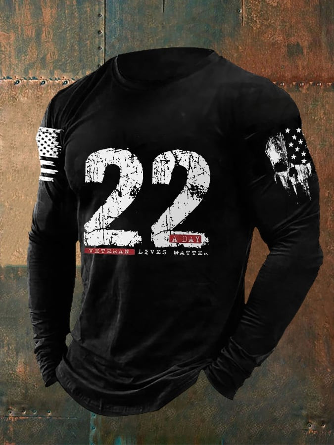 22 A Day Veteran Lives Matter Long Sleeve Shirt American Flag Veteran Clothing Gifts For Men