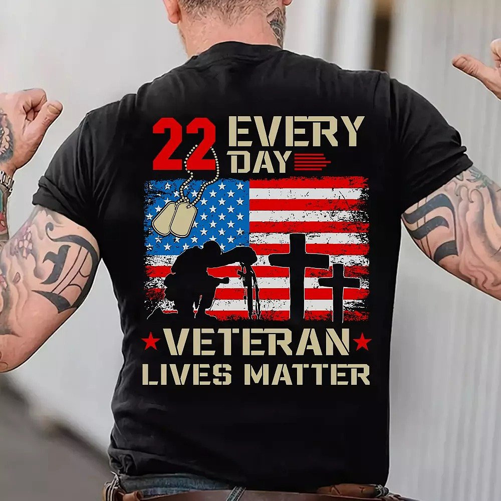 22 Every Day Veteran Lives Matter Military Suicide Awareness T-Shirt Veteran Day Gifts