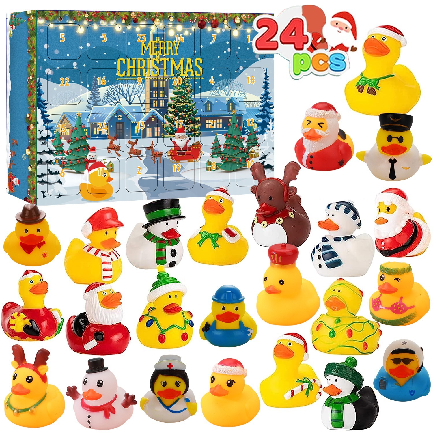 24 Pcs Countdown Christmas Rubber Ducks Advent Calendar Kids Advent Calendar Xmas Gifts