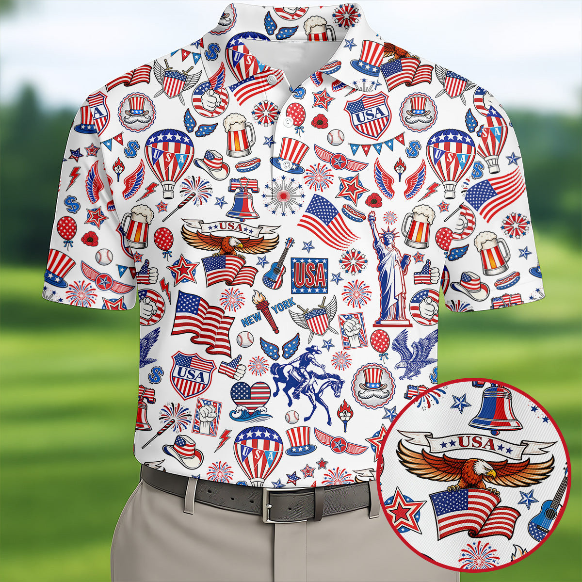 250 Celebration US Flag Golf Polo Shirt 4Th Of July Golf Shirt Golf Gifts For Golfers