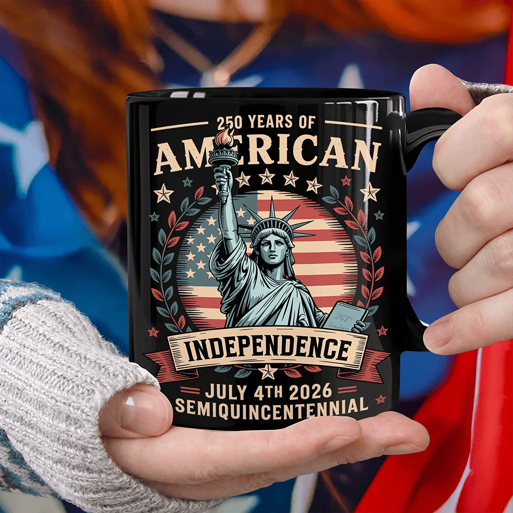 250 Year Of American Independence Black Mug Statue Of Liberty American Patriot Presents