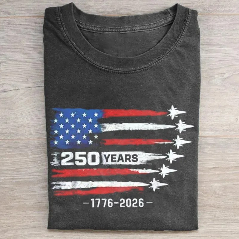 250 Years 1776 2026 American Flag Fighter Jets T-Shirt 250th Anniversary Best Patriotic Gift