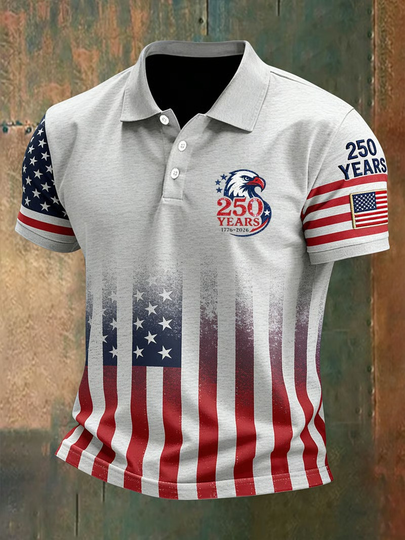 250 Years 1776 2026 Eagle Polo Shirt American Pride Patriotic Clothing Best Gift For 4th Of July