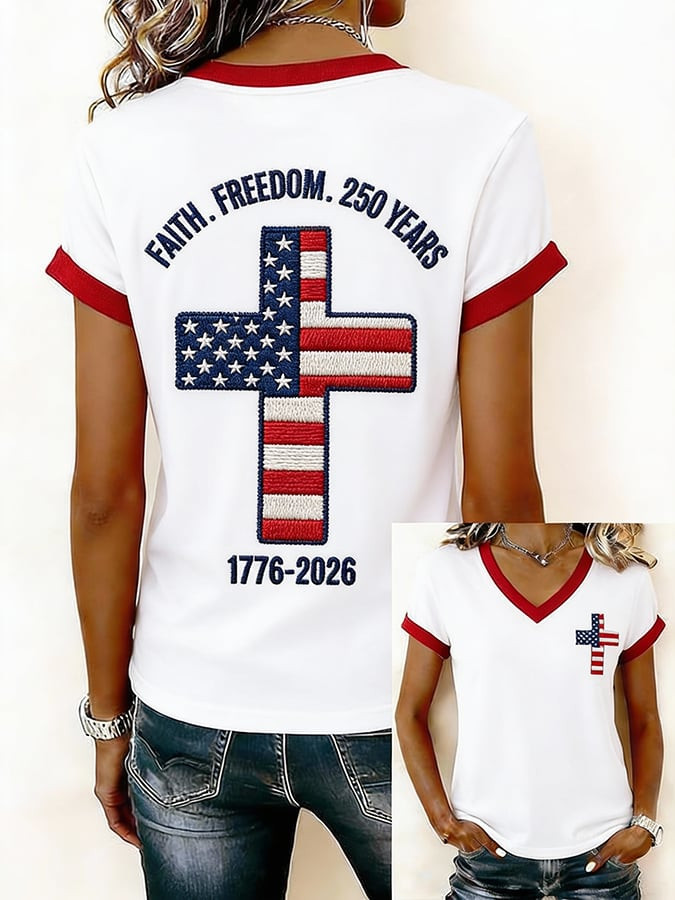 250 Years 1776 2026 Faith Freedom T-Shirt In God We Trust Shirt Christian Gift For Her