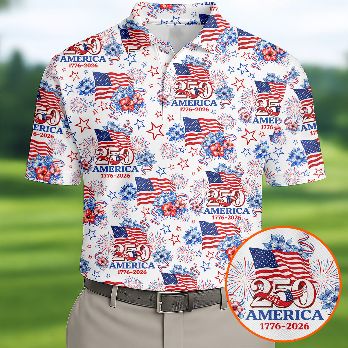 250 Years America 1776 2026 Golf Polo Shirt American Patriot Apparel Gift For Golf Lover