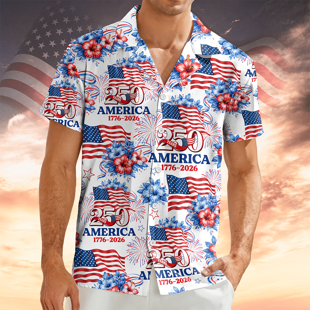 250 Years America 1776 2026 Patriotic Hawaiian Shirt Mens Patriotic Clothing