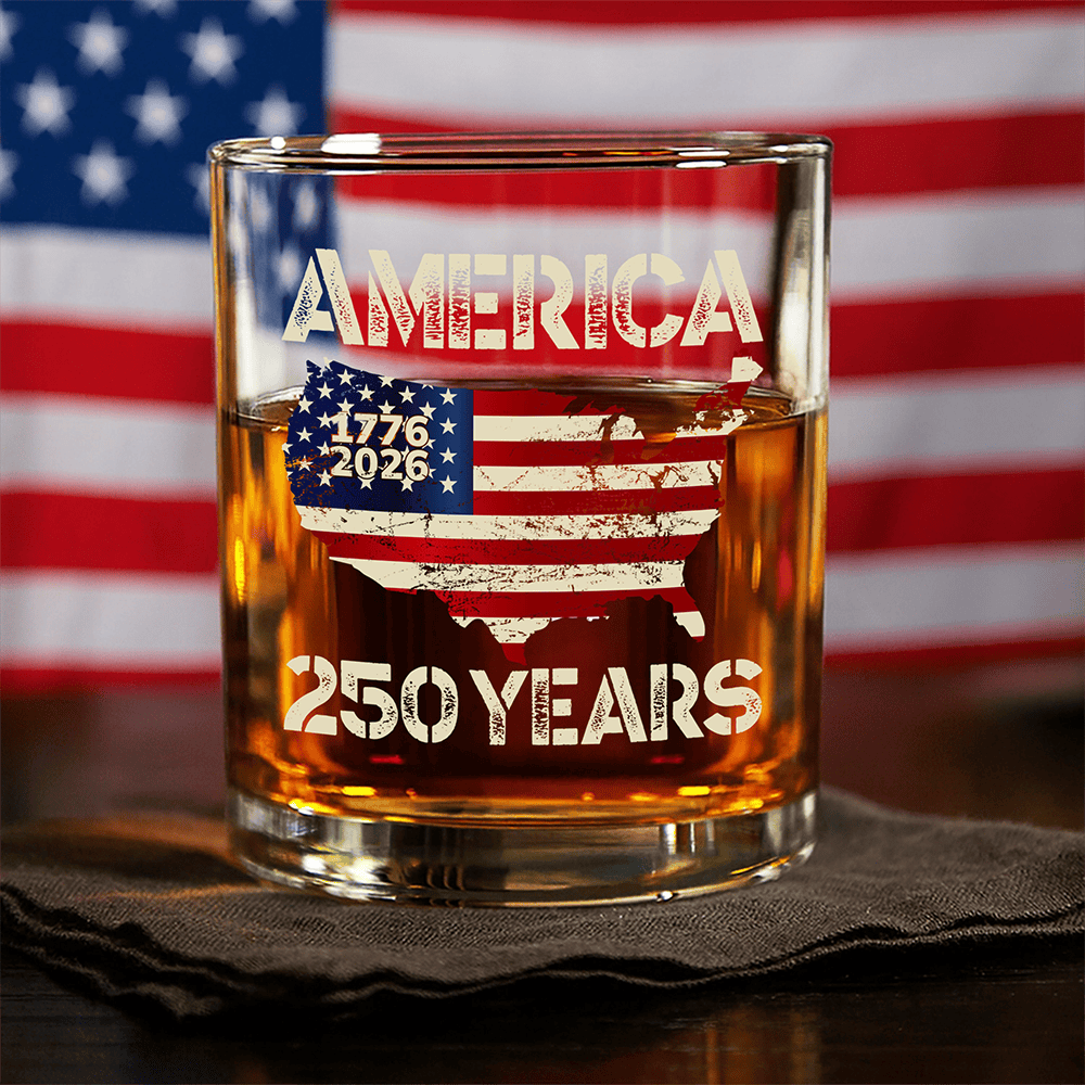 250 Years America Anniversary 250th Independence Day Whiskey Glass Gift For Husband