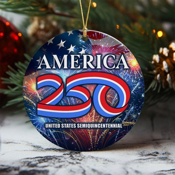 250 Years America Anniversary Ceramic Ornament United States Semiquincentennial Xmas Gifts