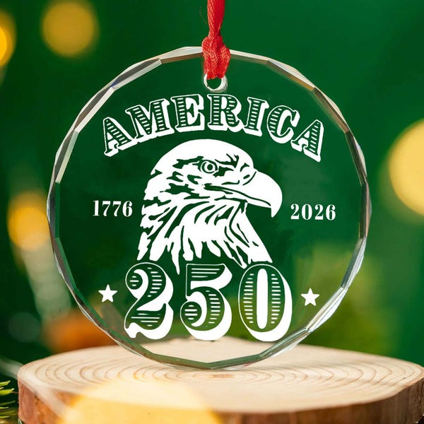250 Years America Anniversary Glass Ornament Eagle Patriotic Christmas Gifts For Men
