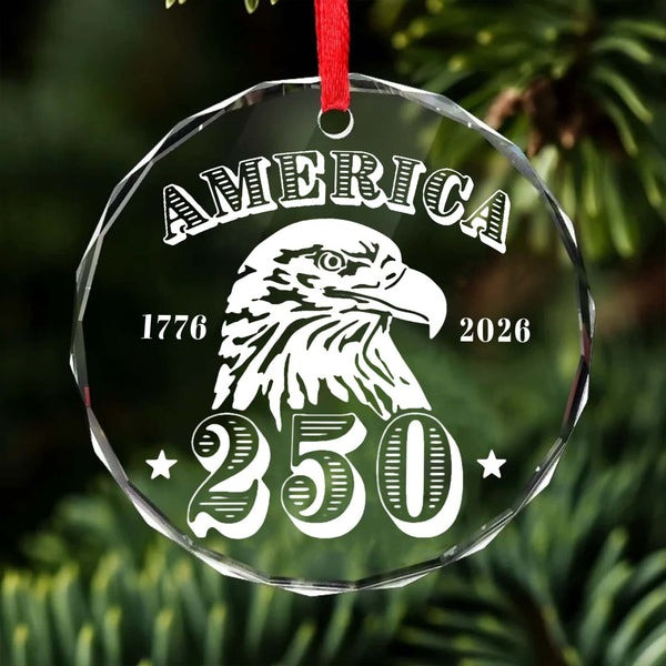 250 Years America Anniversary Glass Ornament Eagle Patriotic Christmas Gifts For Men