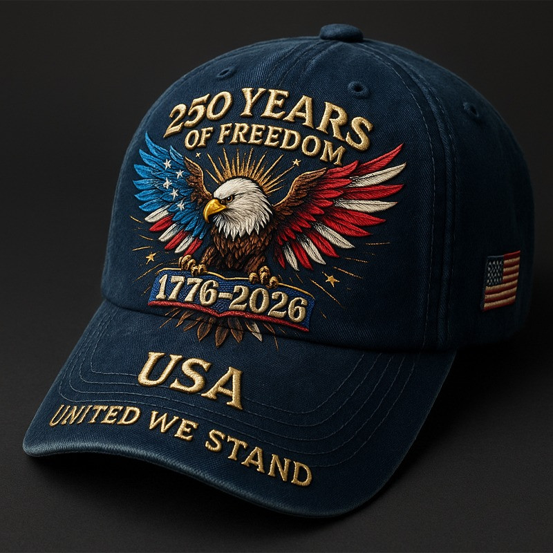 250 Years America Anniversary Hat Eagle USA Flag United We Stand Cap Presents For Him