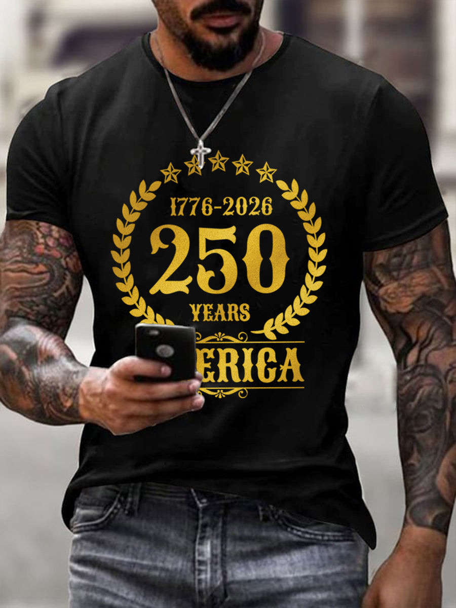 250 Years America T-Shirt Patriotic Anniversary 1776 2026 Tee Commemorative Gifts For Dad