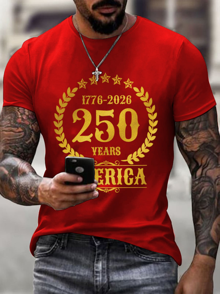 250 Years America T-Shirt Patriotic Anniversary 1776 2026 Tee Commemorative Gifts For Dad
