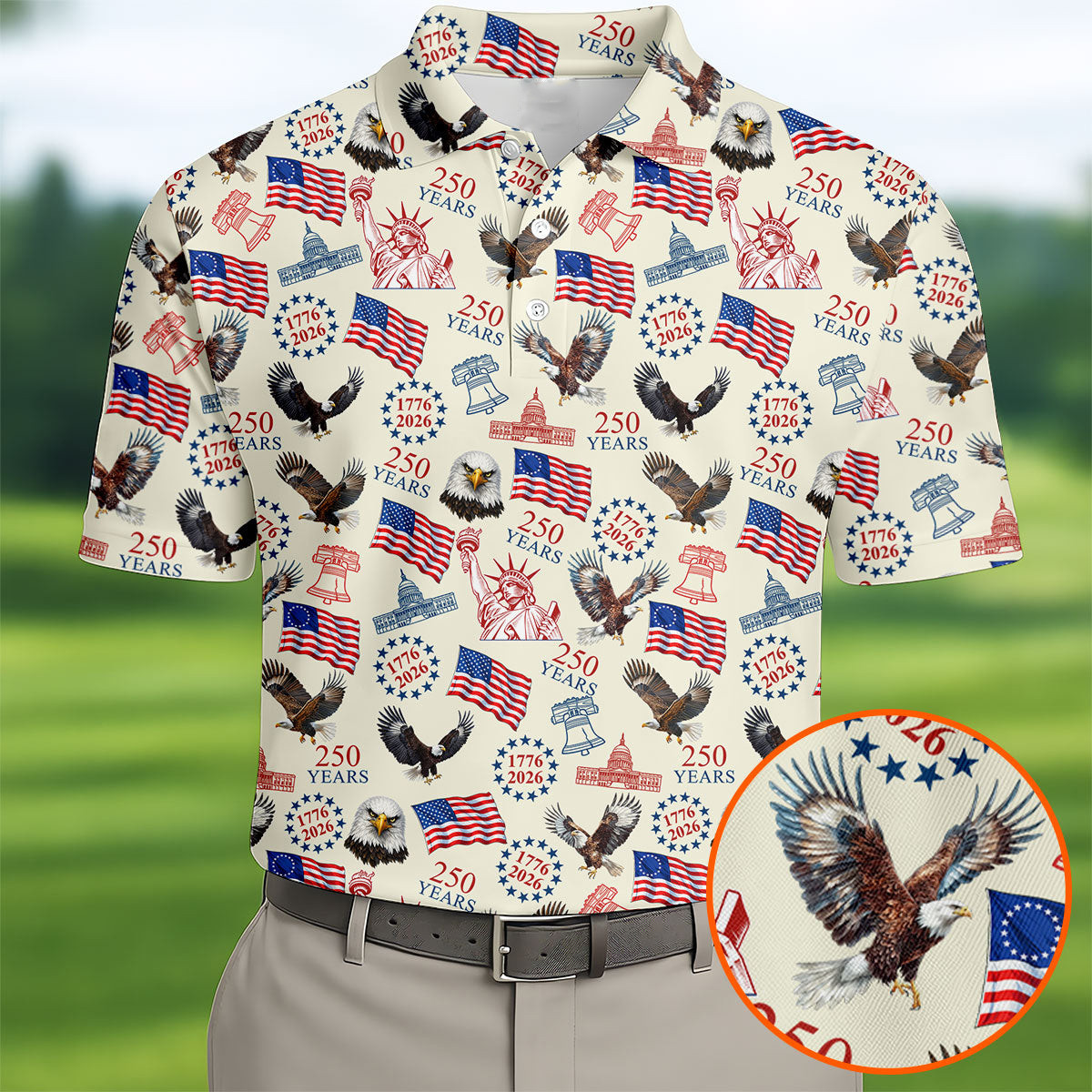 250 Years American Golf Polo Shirt Independence Day Apparel Presents For Golf Lovers