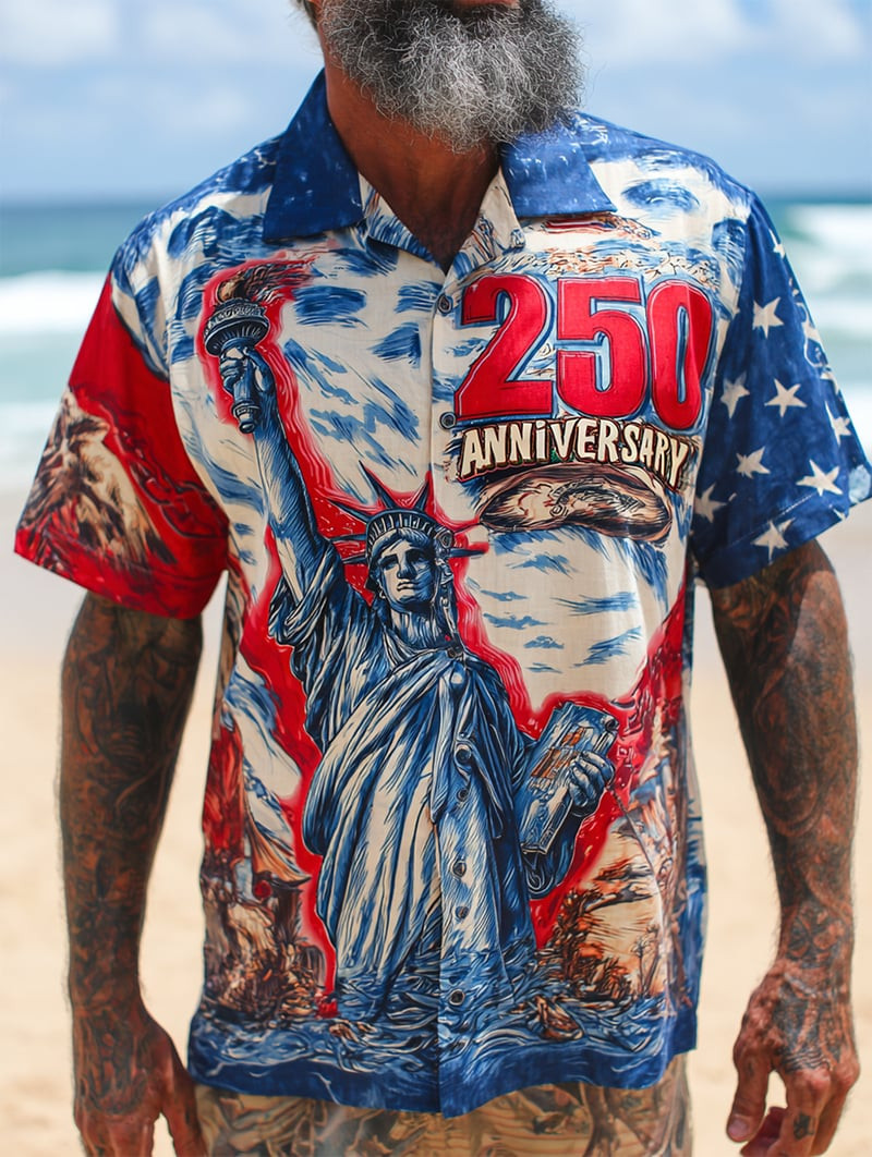 250 Years Anniversary Hawaiian Shirt Statue Of Liberty Patriotic Gifts For Him