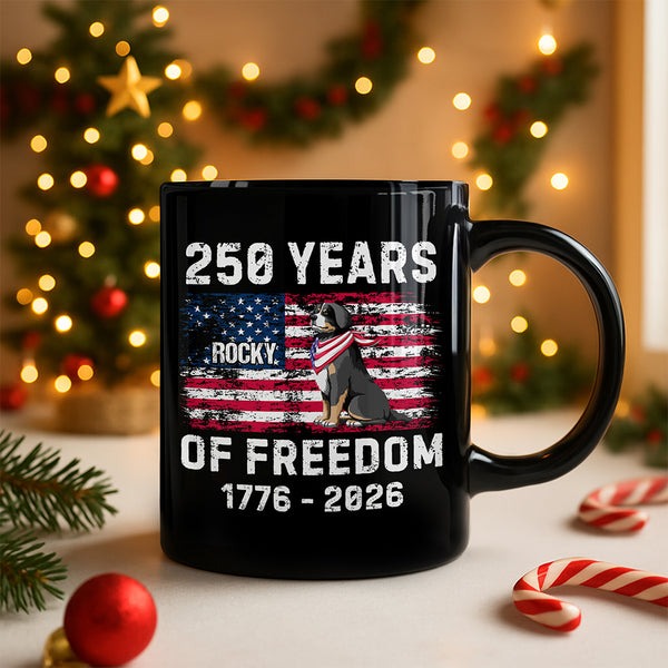250 Years Anniversary Mug Rocky Of Freedom USA Flag 1776 2026 Semiquincentennial Presents