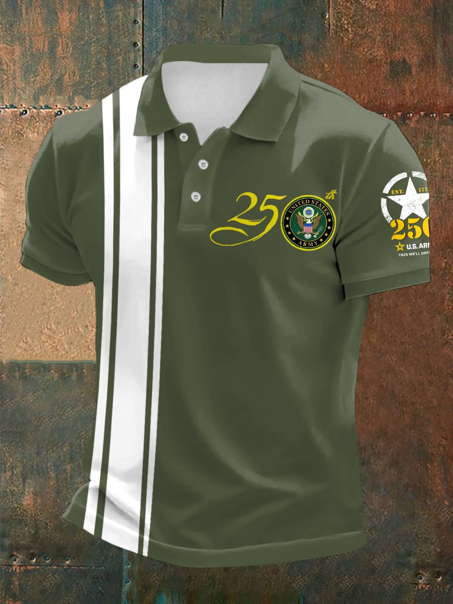 250 Years Anniversary Polo Shirt United States Army Proud Veteran Clothing Gifts