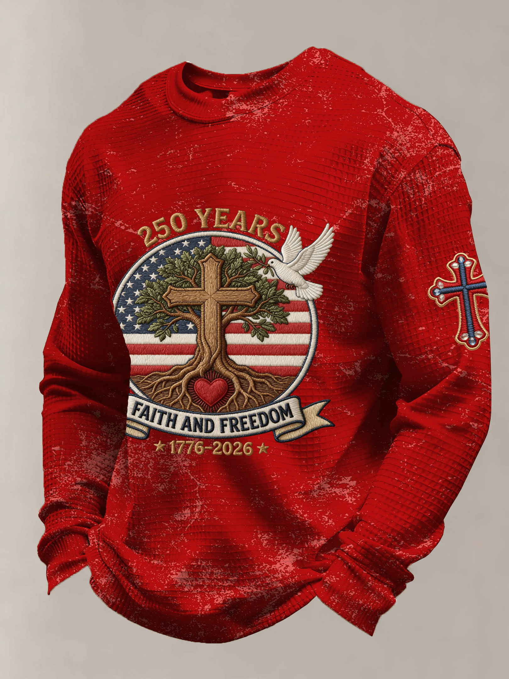 250 Years Faith And Freedom Cross Long Sleeve Shirt Christian Clothing Best Patriotic Gifts
