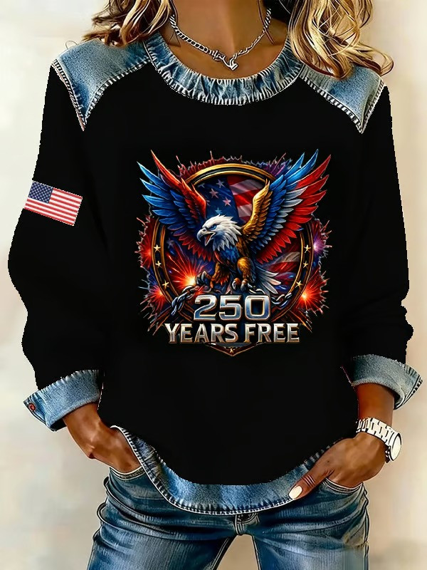 250 Years Free American Eagle Patriotic Sweatshirt 250th Anniversary USA Gift For Mom