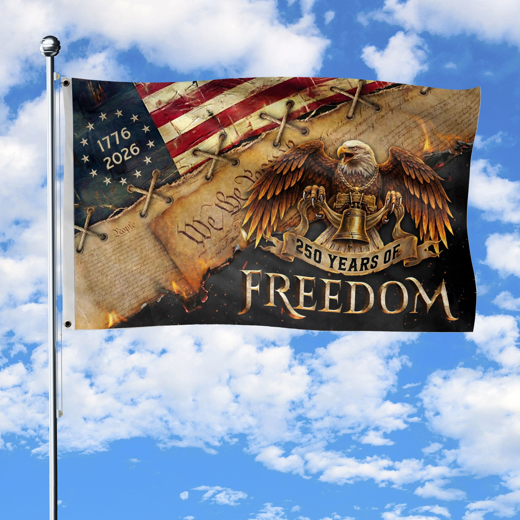250 Years Freedom Double Sided Flag 1776 2026 USA Eagle Patriotic American Garden Flag