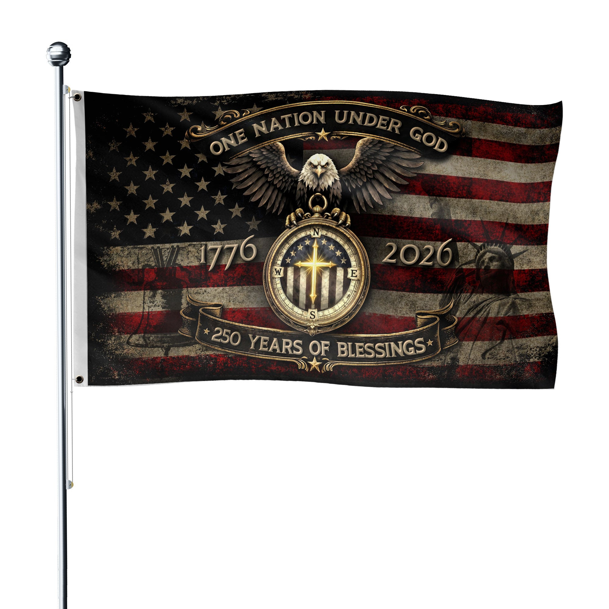 250 Years Freedom Garden Flag 1776 2026 American Christian Faith Celebration Decor