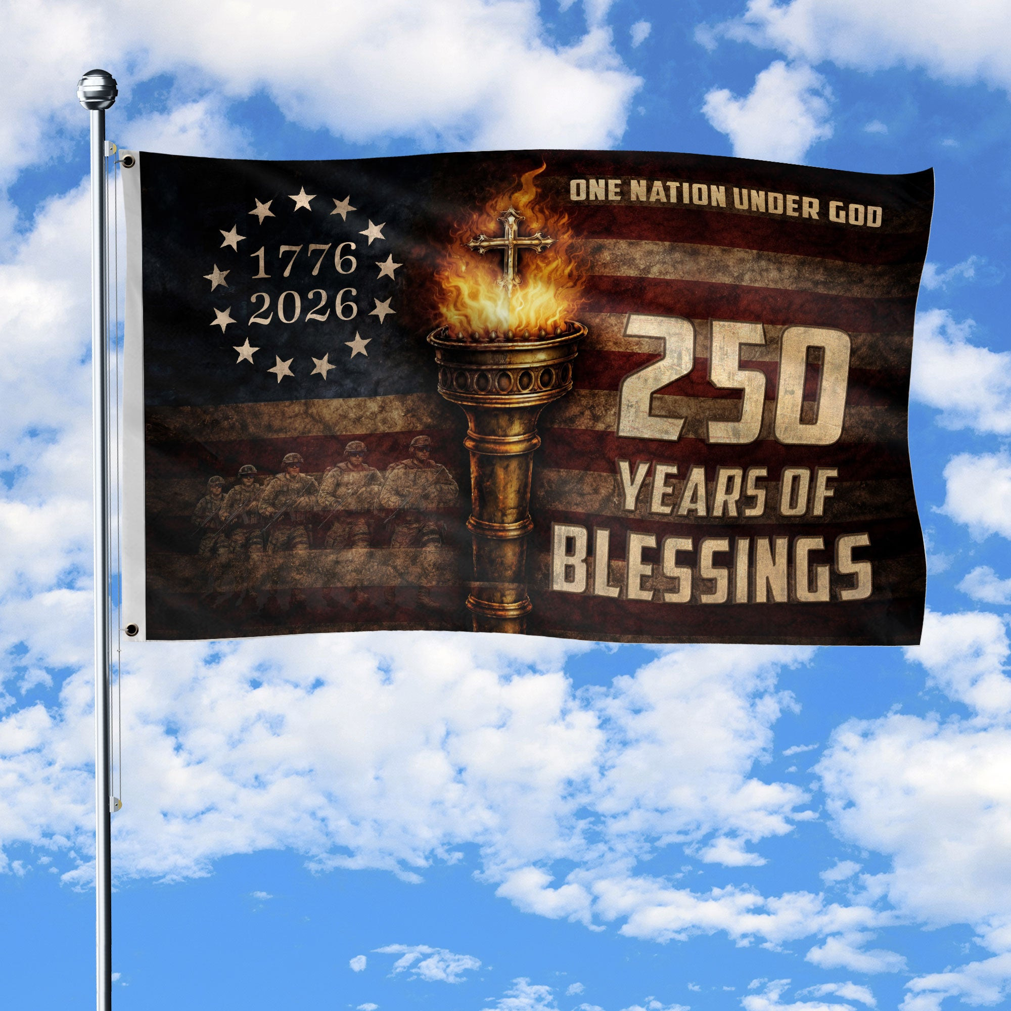 250 Years Freedom Garden Flag 1776 2026 Christian USA Patriotic Faith Outdoor Decor