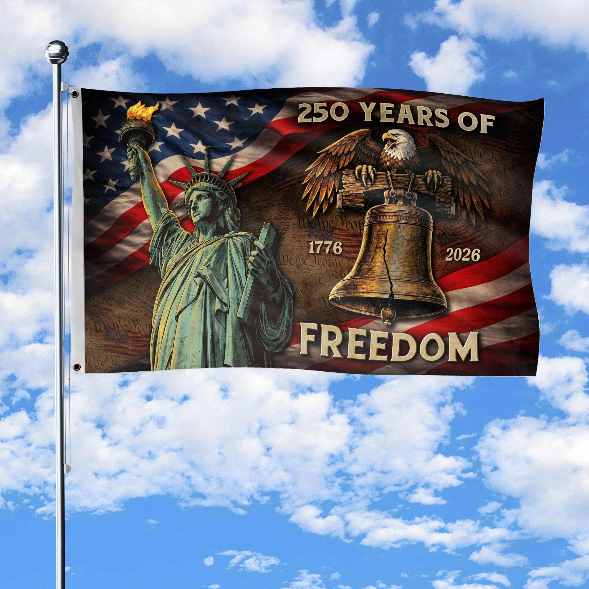 250 Years Freedom Semiquincentennial House Flag 1776 2026 Patriotic American Decor Gift