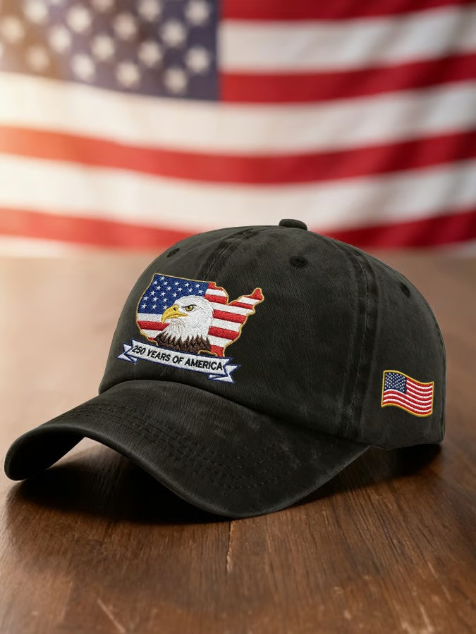 250 Years Of America Bald Eagle USA Map Baseball Hat Patriotic Independence 1776 2026 Gift For Dad