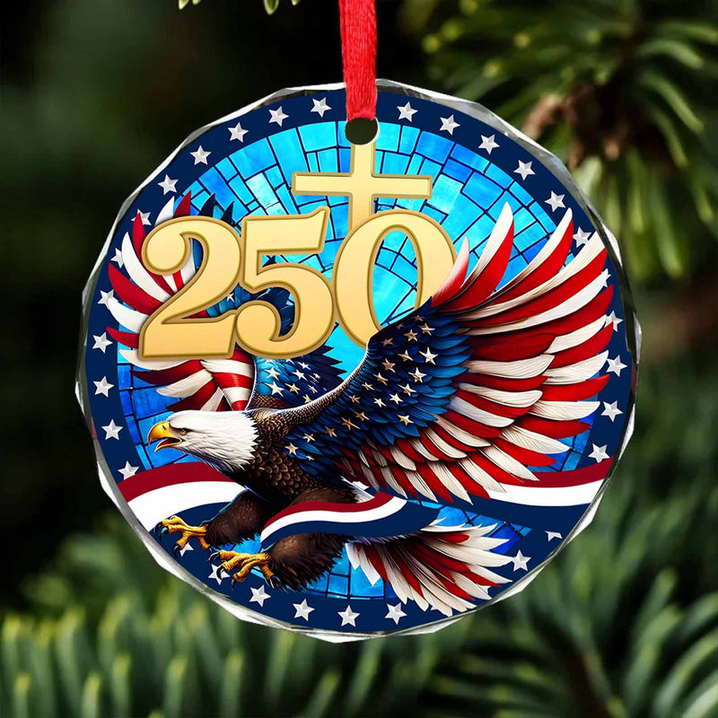 250 Years Of America Eagle Glass Ornament Patriotic 4th Of July Glass Ornament For Christmas Decor
