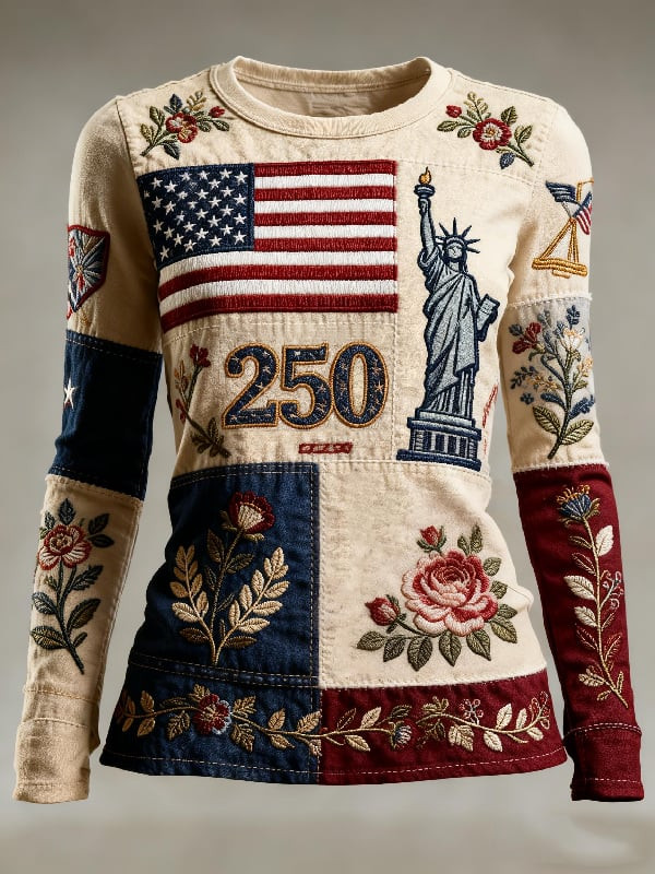 250 Years Of America Floral Long Sleeve T-Shirt America 250th Anniversary Shirt 1776 2026 Merch 250 Years Of America Floral Long Sleeve T-Shirt America 250th Anniversary Shirt 1776 2026 Merch