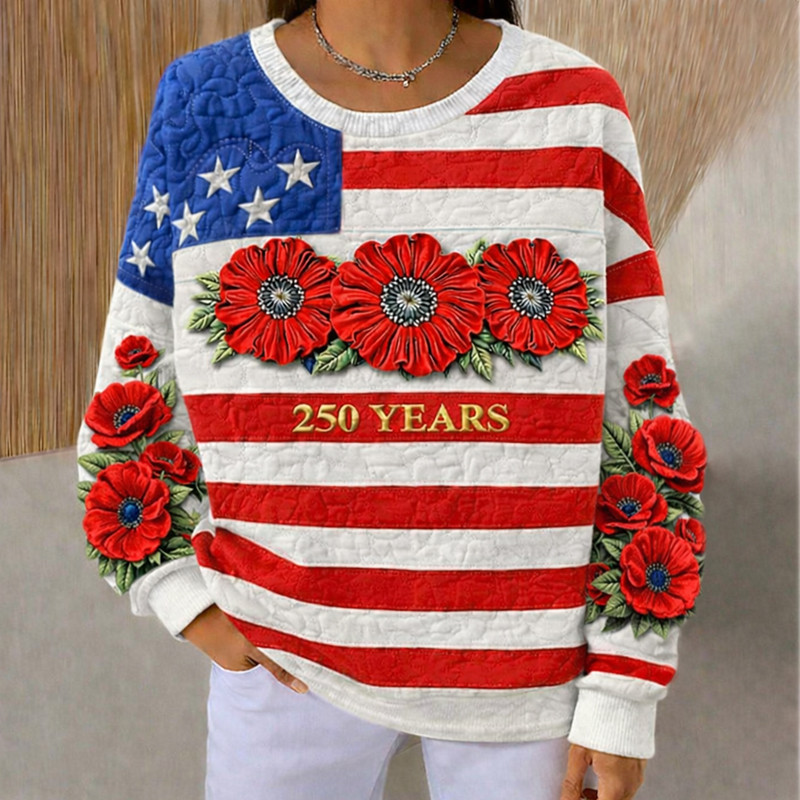 250 Years Of America Floral Sweatshirt American Patriot Apparel Best Gift For Patriotic Women