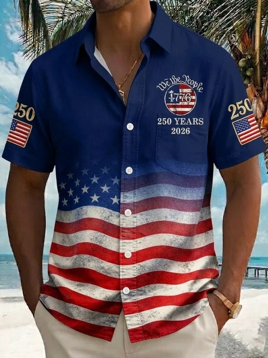 250 Years Of America Hawaiian Button Shirt We The People Clothing Gift For Patriots