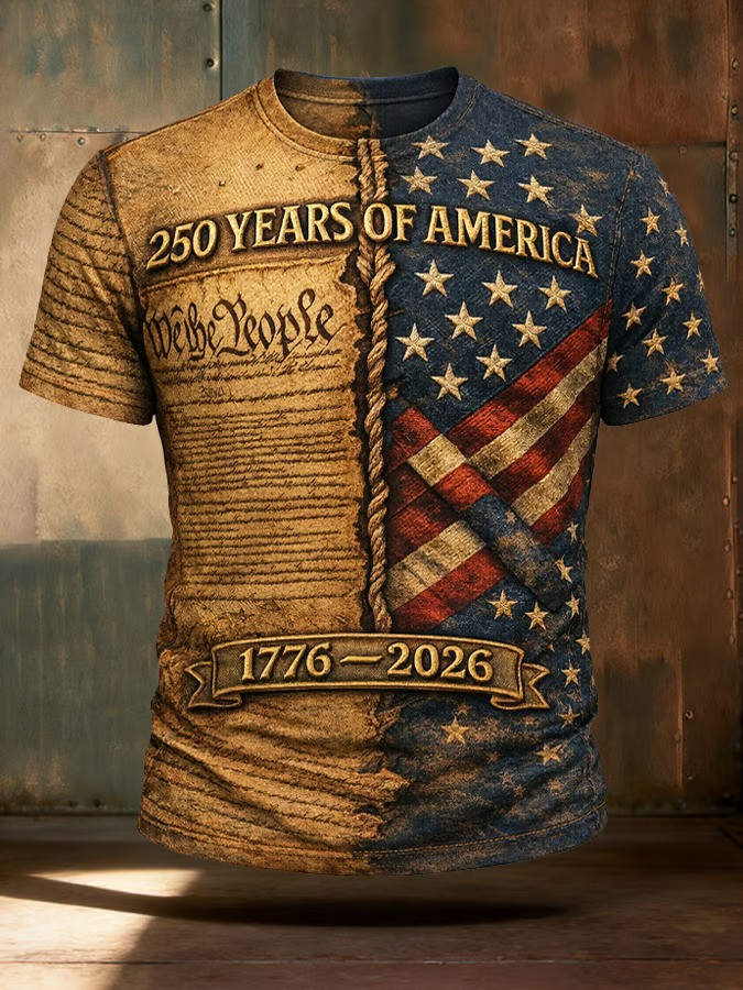 250 Years Of America T-Shirt Vintage USA Flag Apparel Patriotic 1776-2026 Shirt Gift For Him
