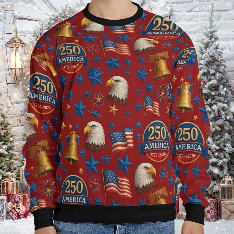 250 Years of America Ugly Sweater 250 Years Anniversary Christmas Gift for Trump Supporters