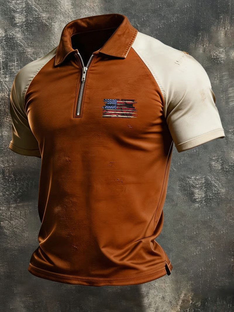 250 Years Of America Zip Polo Shirt Fourth Of July Apparel Clothing Gift For Men