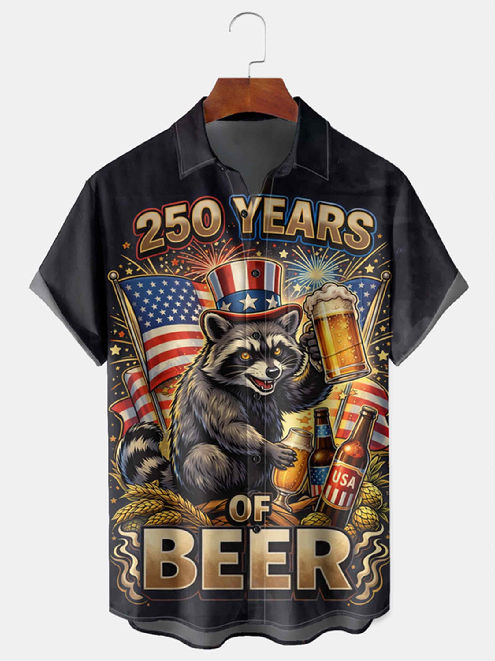 250 Years Of Beer Button Shirt America's 250th Birthday Clothing Gift For Husband