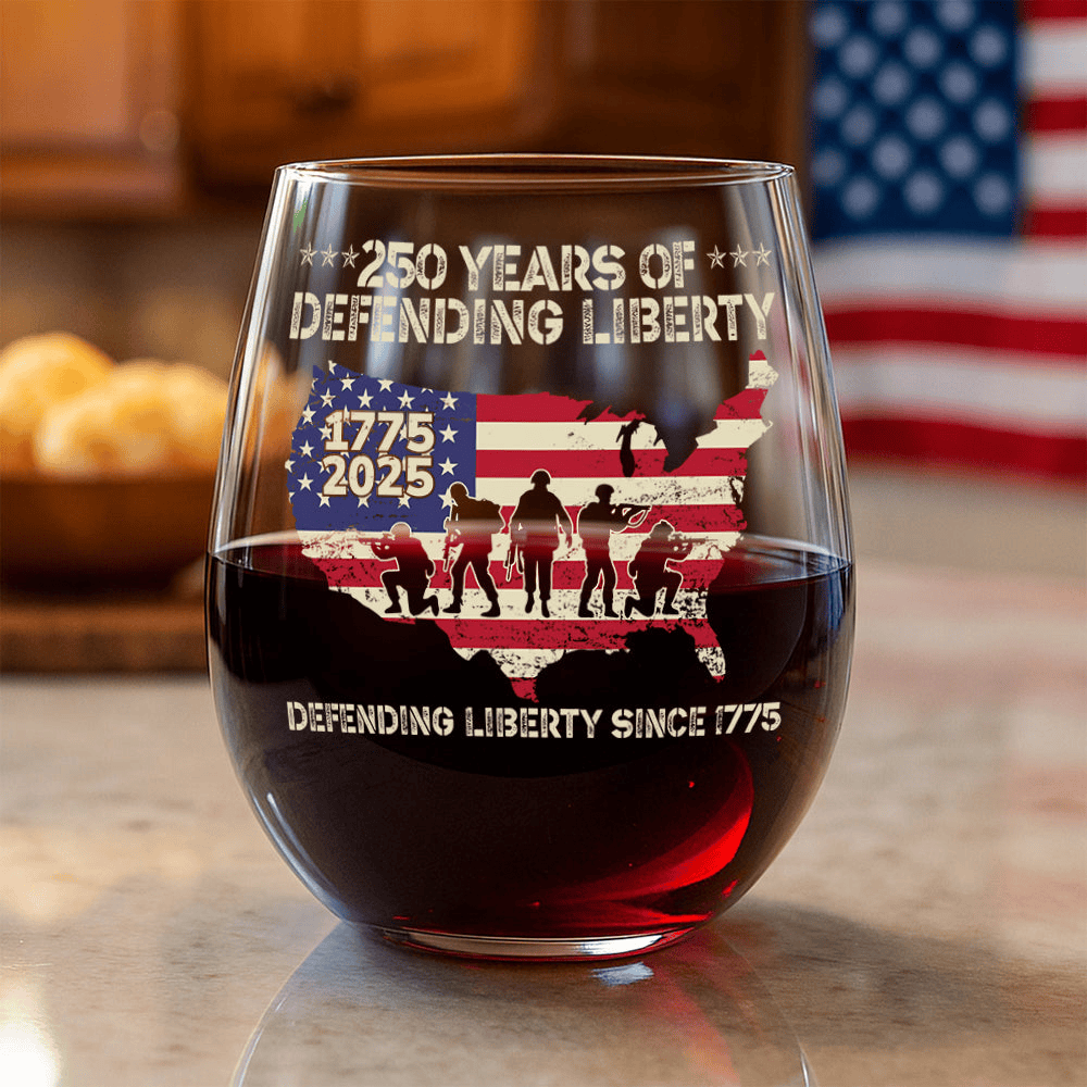 250 Years Of Defending Liberty Wine Glass July 4Th Whiskey Glass Cool Gift For Patriots