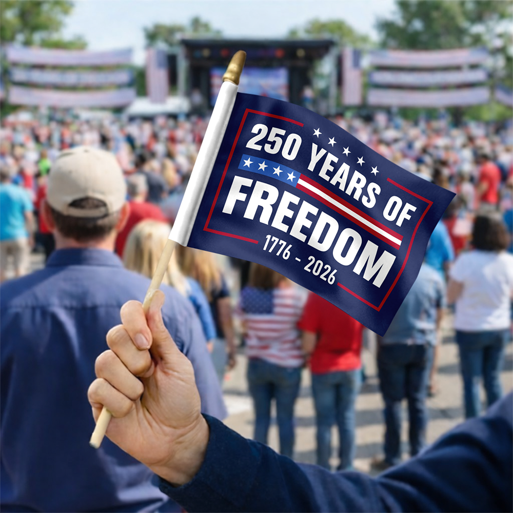 250 Years Of Freedom 1776 2026 4th Of July Handheld Flag Independence Day 2026 Gifts