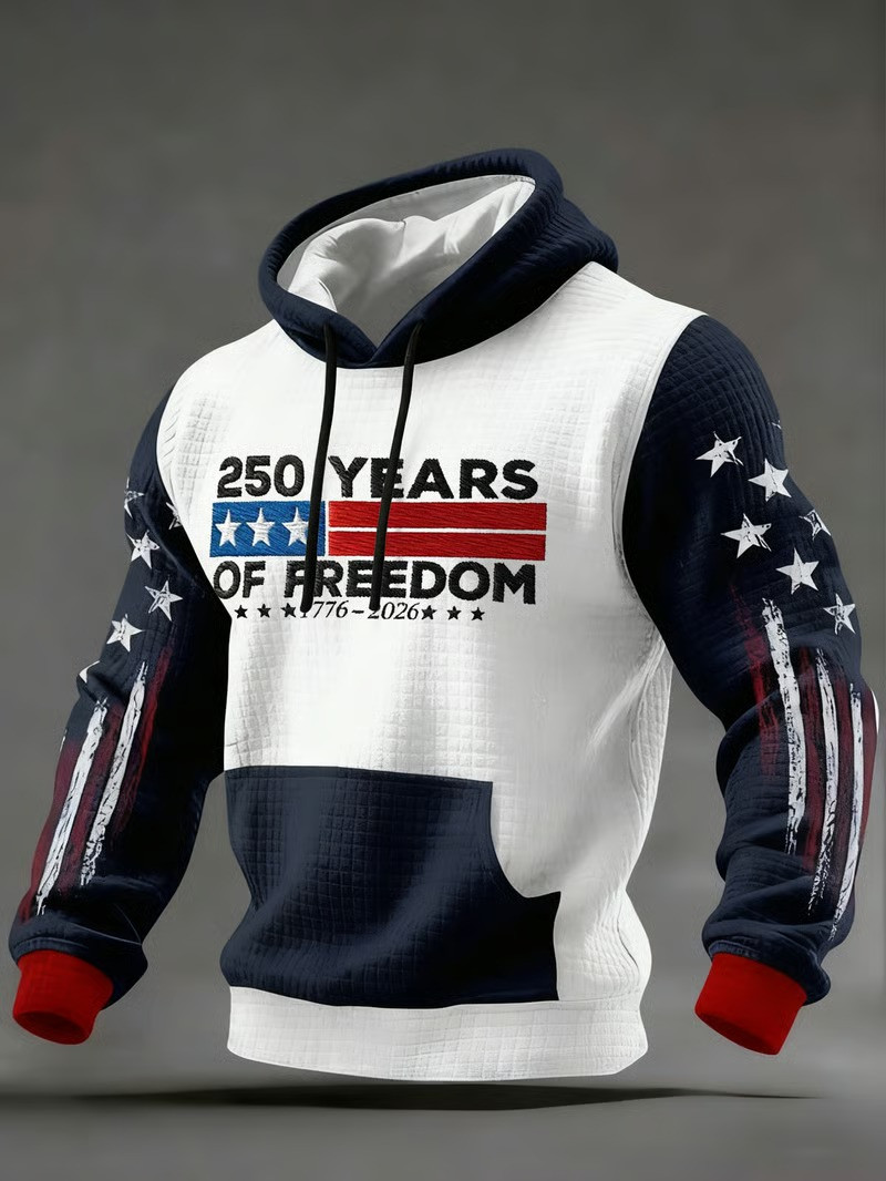 250 Years Of Freedom 1776 2026 Patriotic Stars And Stripes Hoodie USA Independence Gift For Dad