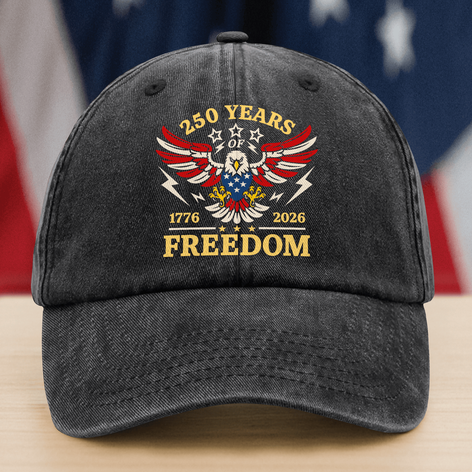 250 Years Of Freedom 1776 - 2026 Usa 250th Anniversary Washed Denim Baseball Cap America 250 Merchandise Gifts For Patriotic Dad
