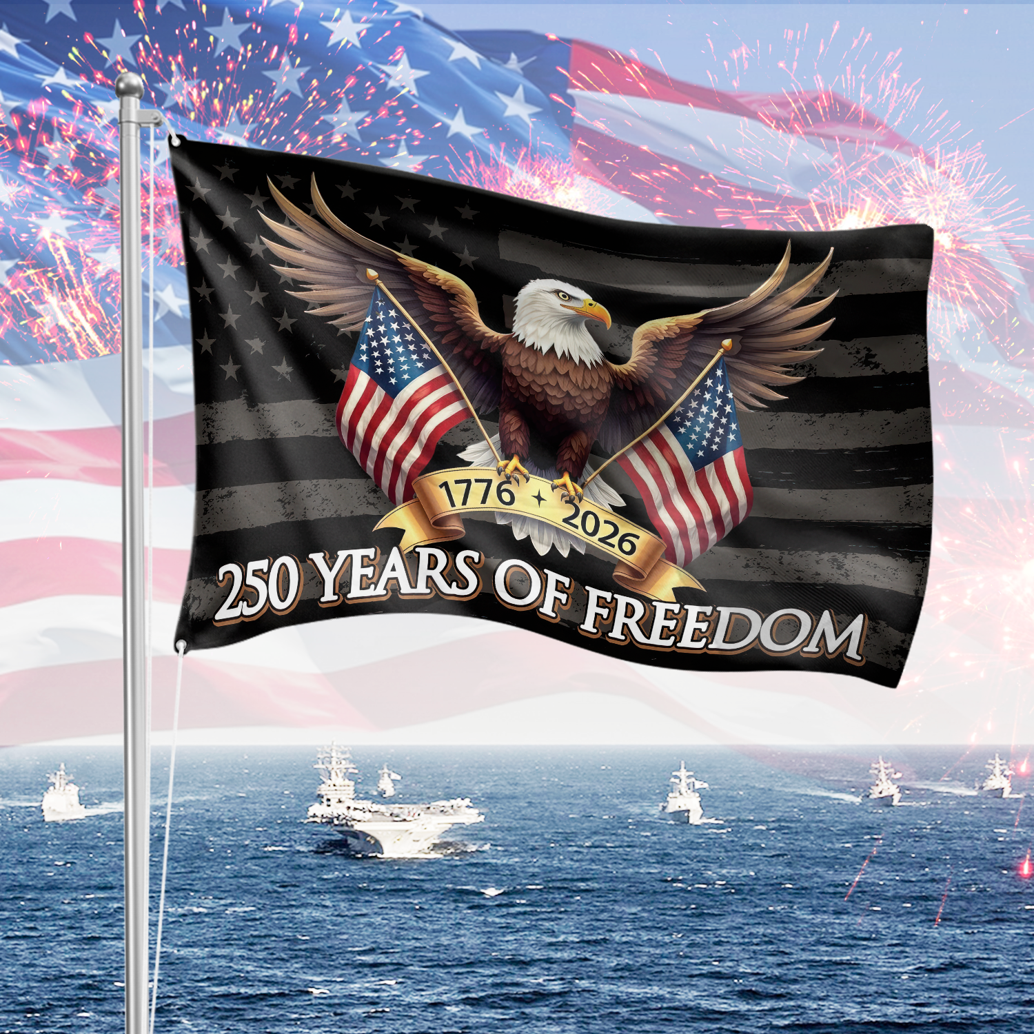 250 Years Of Freedom American House Flag Usa 250th Anniversary 1776-2026 House Flag America 250 Merchandise Patriotic Gifts For Men