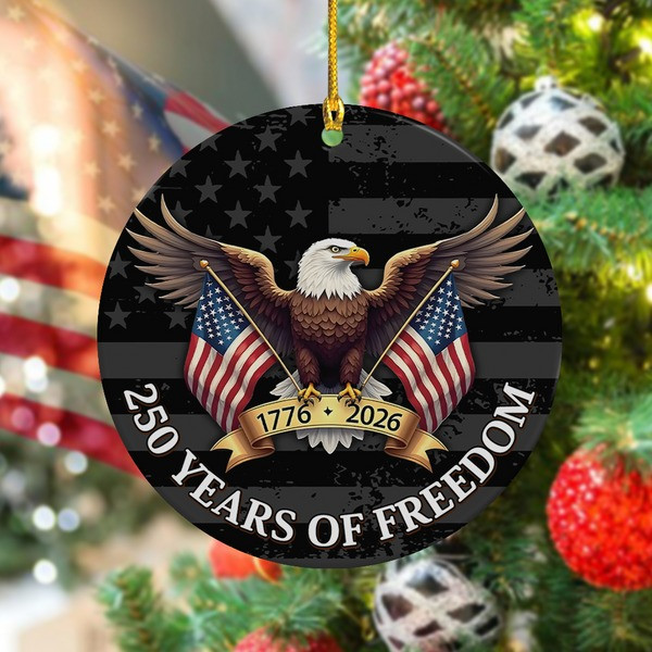 250 Years Of Freedom Anniversary Ceramic Ornament Eagle USA Flag 1776 2026 Xmas Decor Gifts