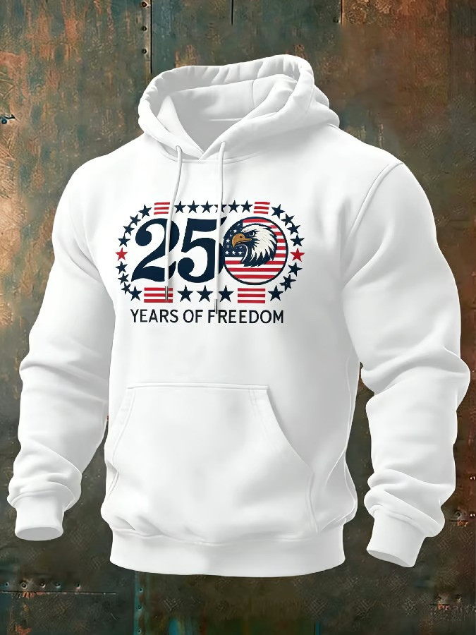 250 Years Of Freedom Bald Eagle Patriotic Hoodie USA Stars Stripes 250th Anniversary Gift For Dad