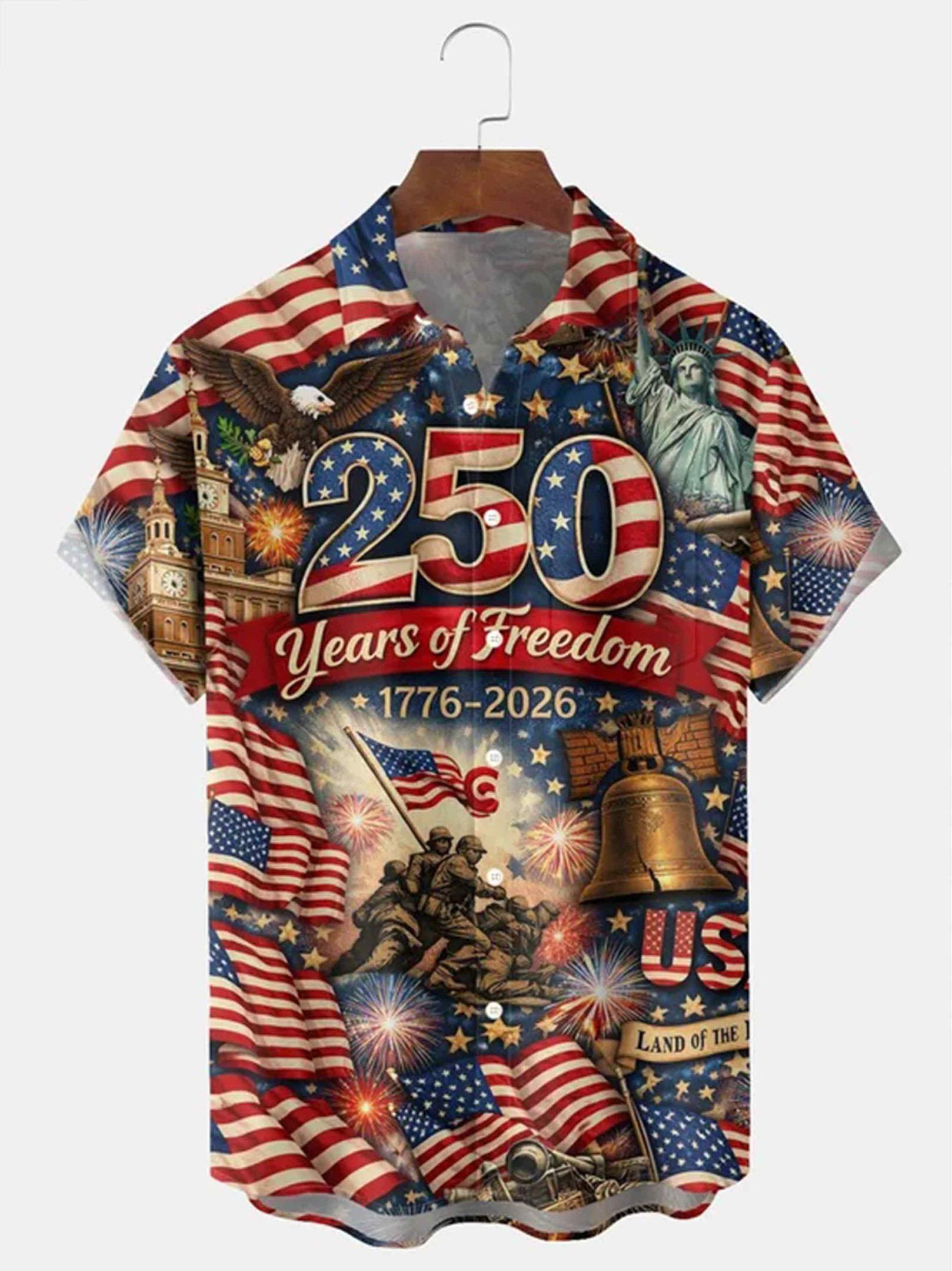 250 Years Of Freedom Button Shirt Best 4Th Of July Apparel Gift For Patriots
