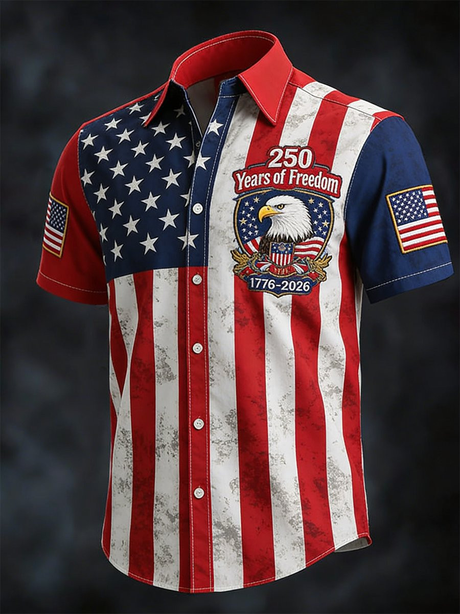 250 Years Of Freedom Button Shirt Independence Day 1776 2026 Apparel Patriotic Gift